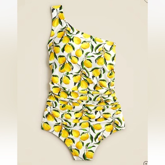 NWT J. Crew One Shoulder One Piece Ruched Swimsuit Limonce Size 18 $128 - Picture 1 of 9